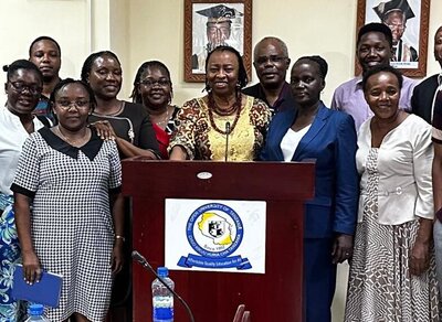 Daphne Ntiri with faculty in Tanzania